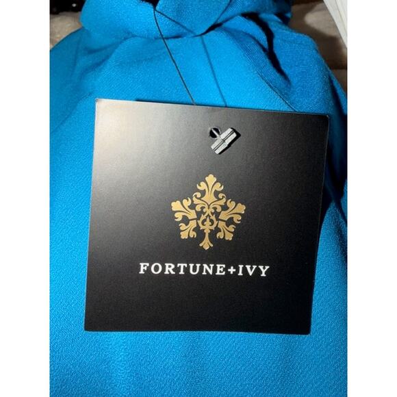 Fortune + Ivy Blue Button-Front Short Sleeve Blouse – Size L NWT - Picture 4 of 7